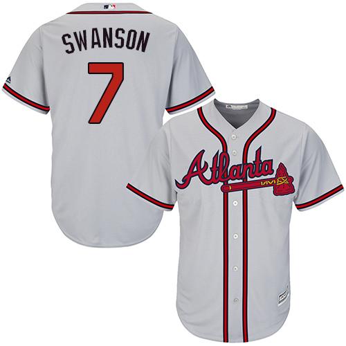 Braves #7 Dansby Swanson Grey Cool Base Stitched Youth MLB Jersey